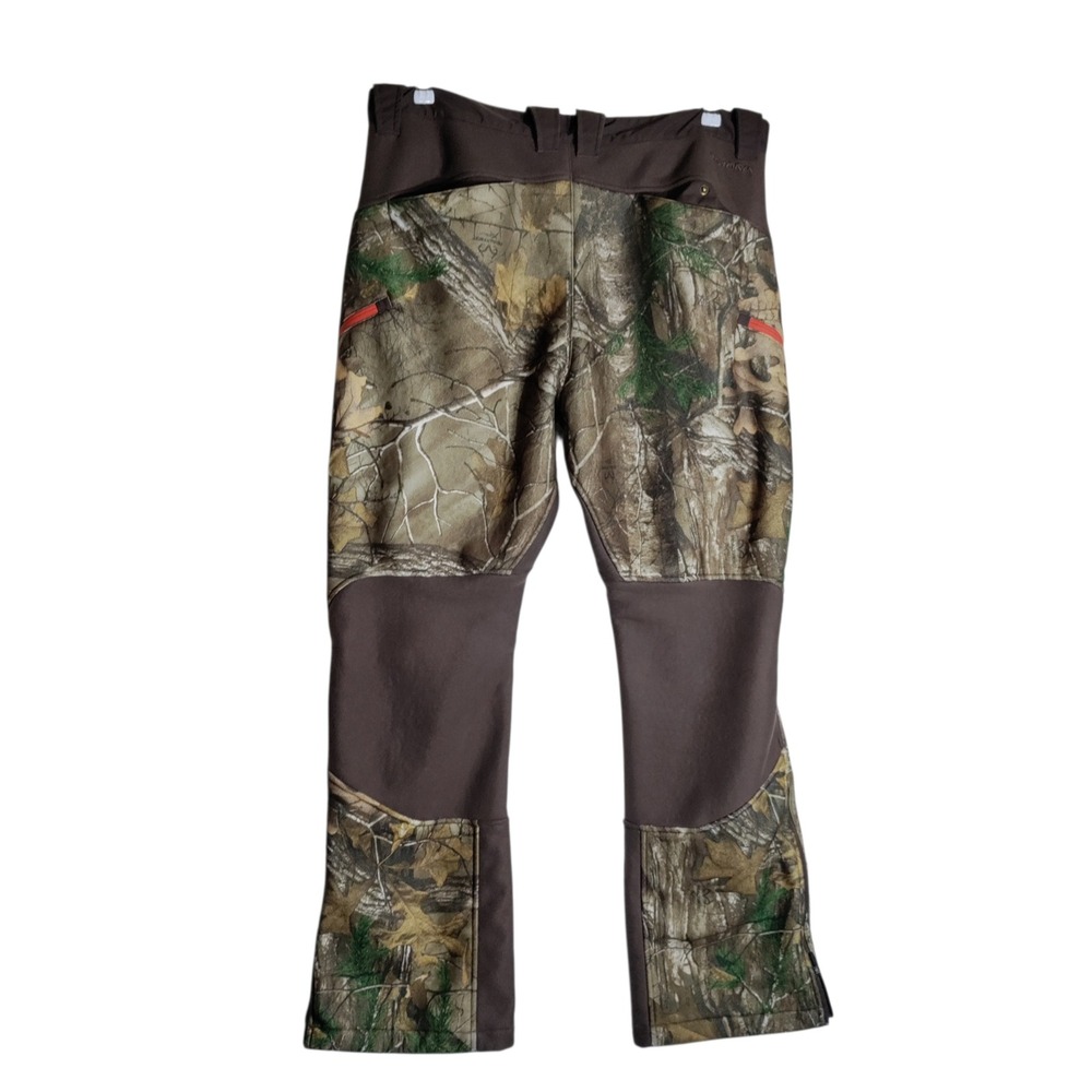 Under Armour Mens 38 Realtree Camo Hunting Pants Brown Fleece Lined Softshell